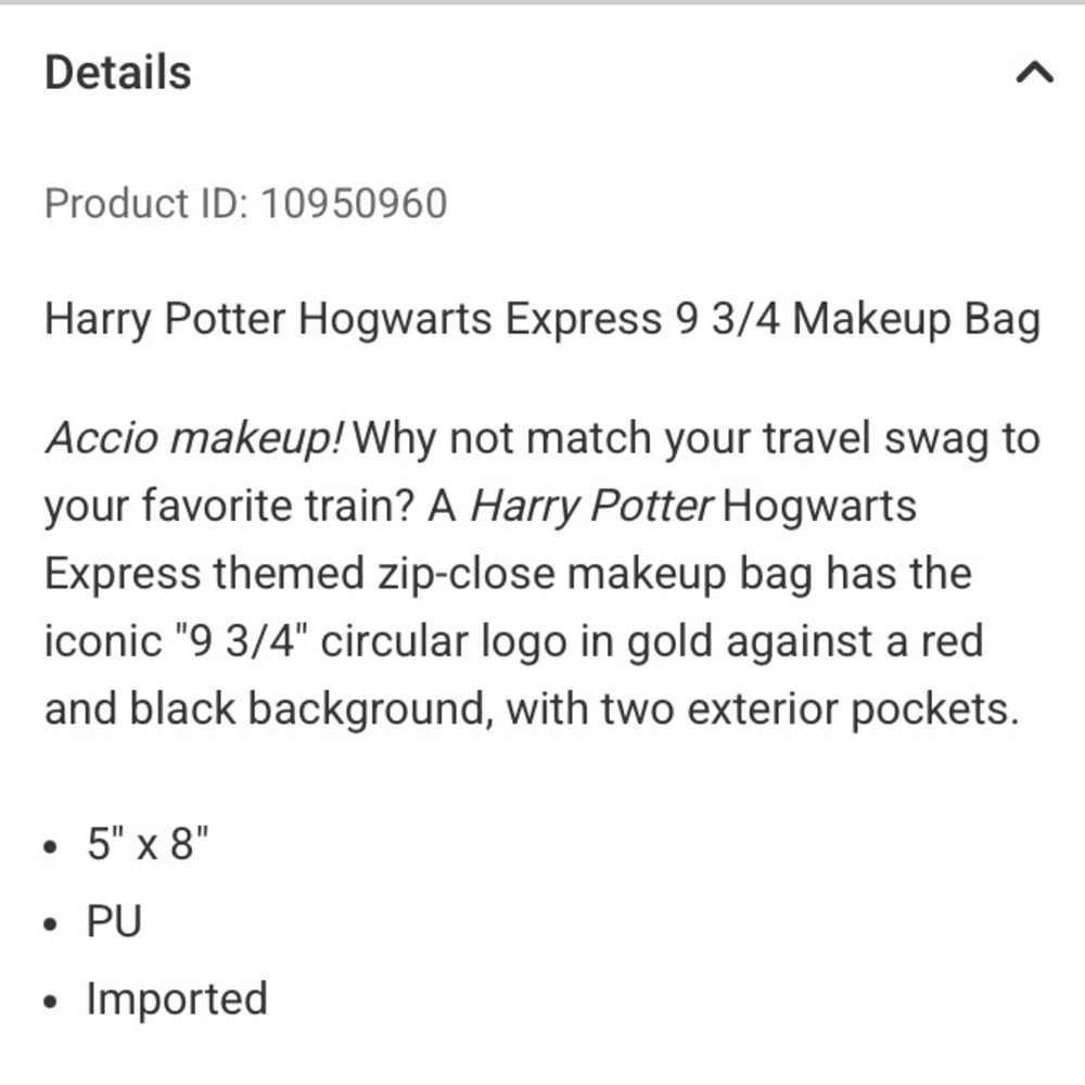 HARRY POTTER HOGWARTS PLATFORM 9 3/4 MAKEUP BAG! - Picture 11 of 11